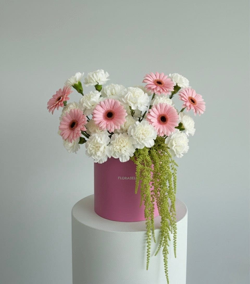 Pink & White Flower Box
