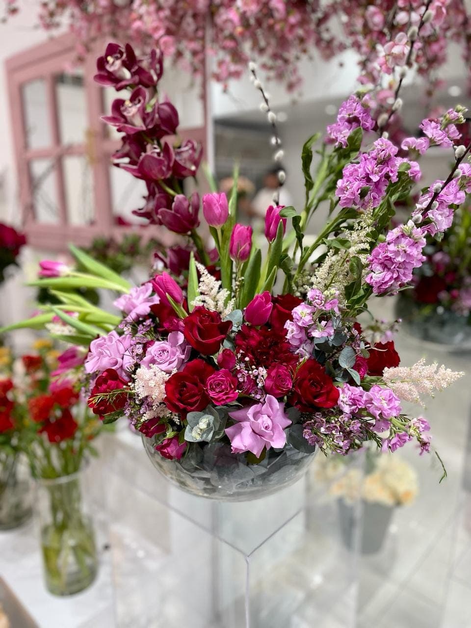 Velvet Harmony Fish Bowl Arrangement