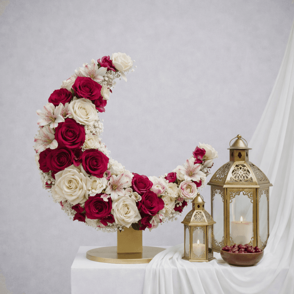 Pink and White Standing Crescent