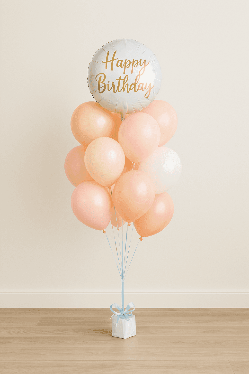 Happy Birthday Balloons Peach